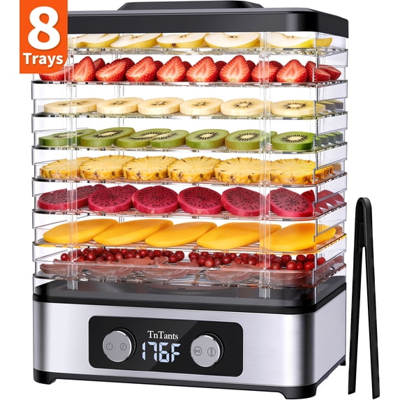 TNTANTS Food Dehydrator, 8 Trays Electric Dehydrator with Adjustable 48H Timer & 95-176℉ Temperature Control, Dehydrator for Food and Jerky, Fruits, Veggies, Pet Treats