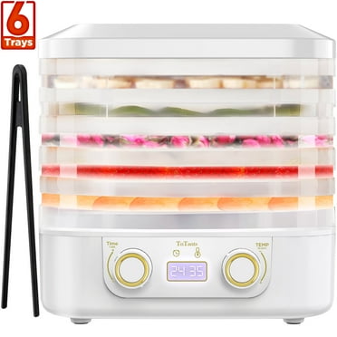 TNTANTS Food Dehydrator Machine, 6 Stackable BPA-Free Trays, with Digital Adjustable 48H Timer & 176℉ Temperature Control, Dryer for Fruit, Herbs, Meat, Veggies and Pet Treats(White)