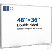 TNTANTS Large White Board Dry Erase Board, 48''×36'' Foldable Double-Sided Whiteboard for Wall with Marker and Eraser, Magnetic Whiteboard for Office, School, Home, Kitchen