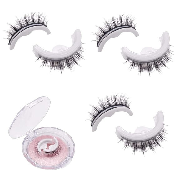 TNTB Reusable Adhesive Eyelashes, 2023 New Reusable Self Adhesive Eyelashes, 3 Pair Thick Natural Lashes Makeup Fake Eyelashes, Natural-looking and Waterproof False Eyelashes (3)