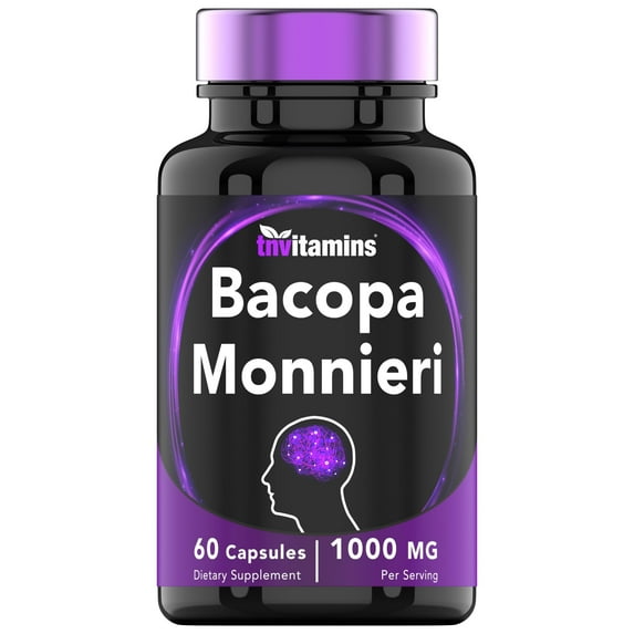 TNVitamins Bacopa Monnieri Capsules For Men & Women 1000 mg (60 Capsules)