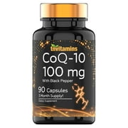 TNVitamins CoQ-10 Coenzyme Q-10 100mg - 90 Capsules with Black Pepper Extract | Potent Antioxidant