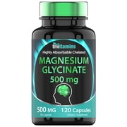 TNvitamins Magnesium Glycinate 500 Mg Per Capsule Dietary Supplements for Sleep Mood Stress Muscle and Nerve Health, 120 Count