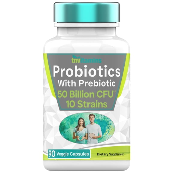 TNVitamins Probiotics with Prebiotic 50 Billion CFU - 10 Strains: 90 Veggie Capsules