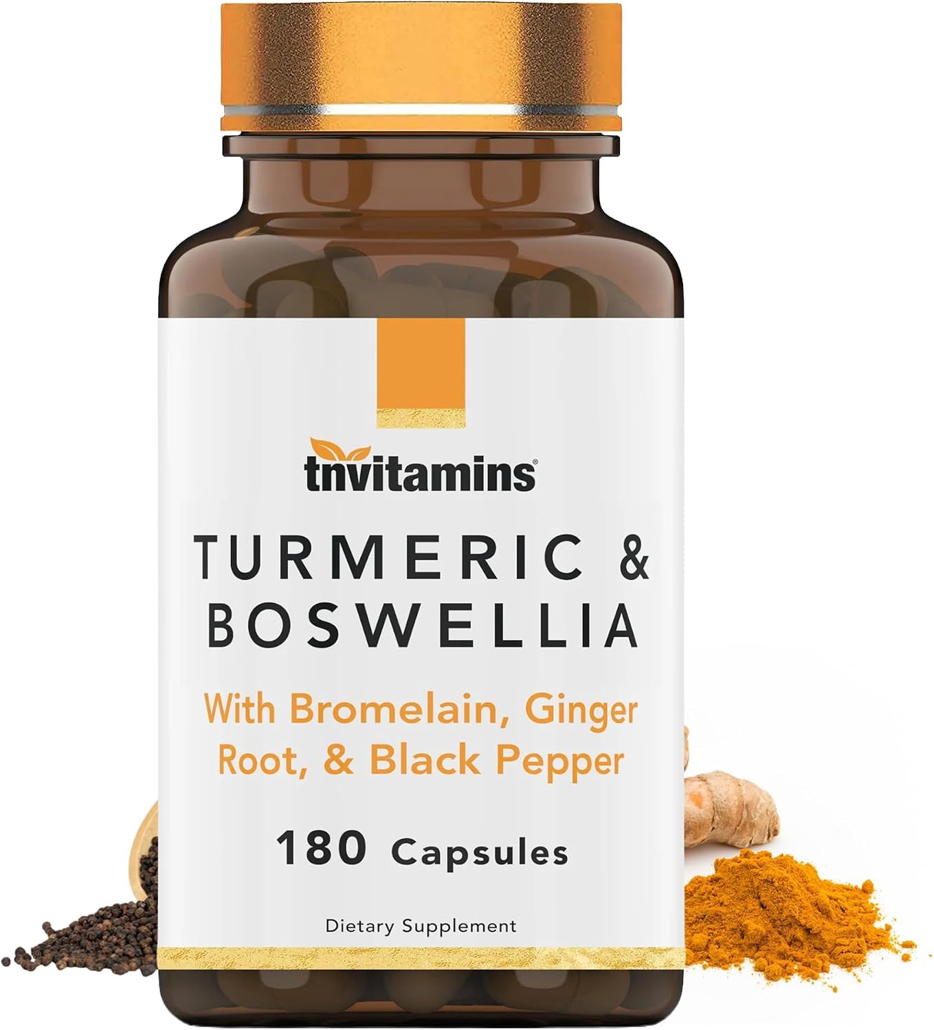 TNVitamins Turmeric and Boswellia Supplement – Ginger Root, Bromelain ...