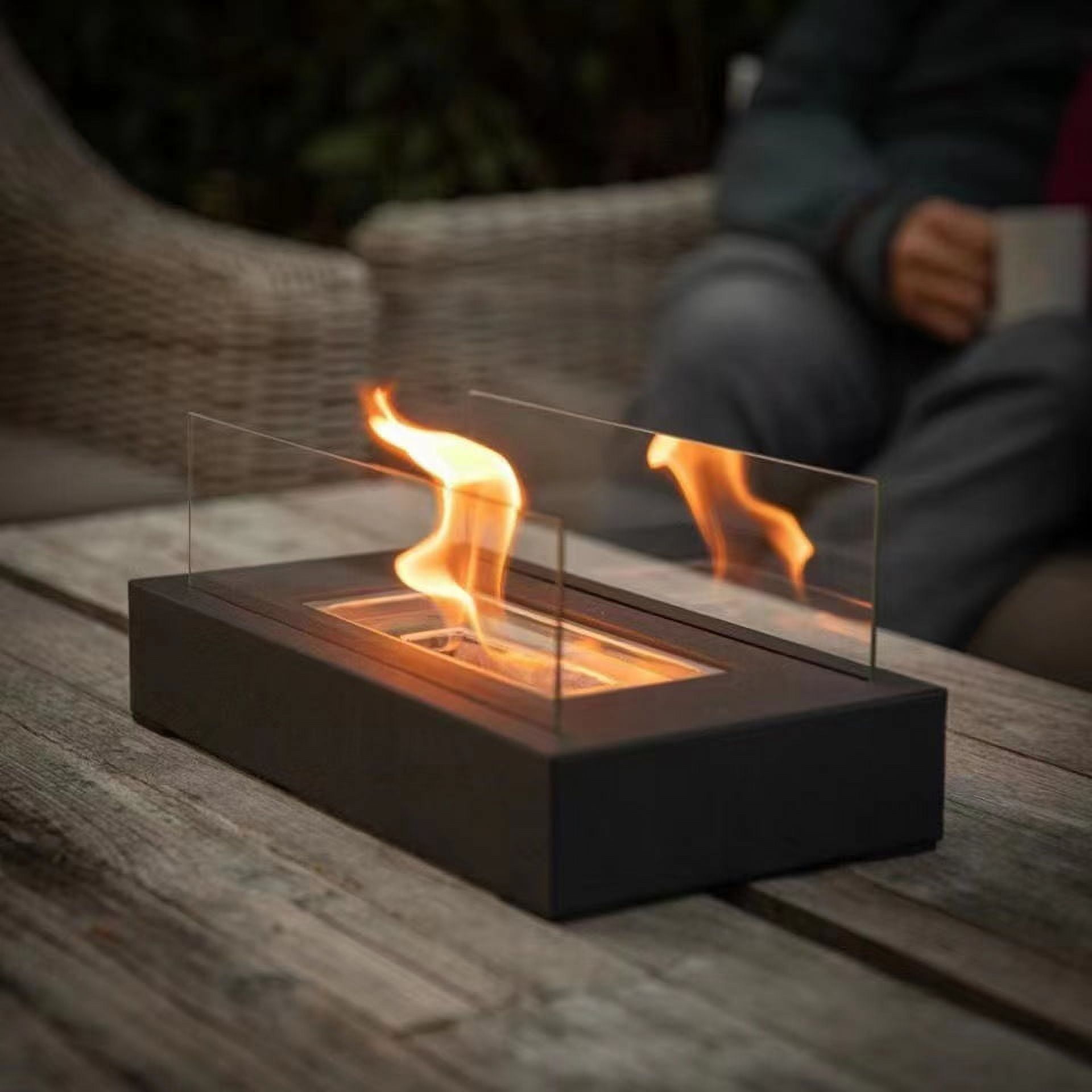TNYI Black Portable Mini Tabletop Fire Pit with Real Flame Smokeless