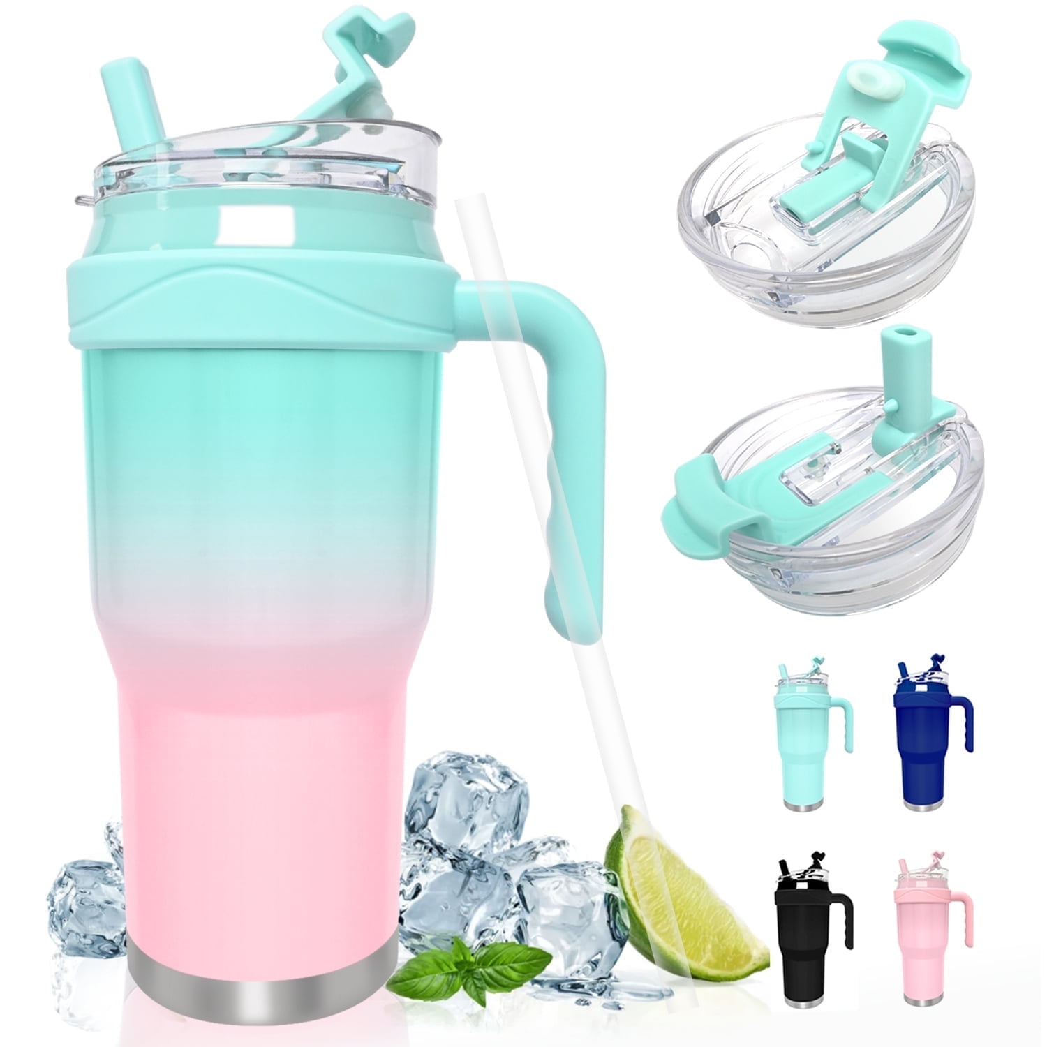 Tnyxorix Insulated 40oz Tumbler, Stainless Steel Coffee Cup with Straw ...