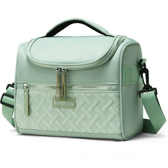 TNYXORIX Insulated Lunch Bag for Women Men,Reusable Large Lunch Box Bags for Adult,Freezable Cute Cooler Cooling Tote Bag for Work Office Picnic Beach with Adjustable Shoulder Strap-Green