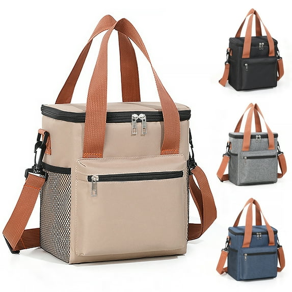 TNYXORIX Lunch Bag for Men/Women, Insulated Reusable Lunch Box Leakproof Cooler Tote Bag Freezable with Adjustable Shoulder Strap for Office Work Picnic Beach(Beige)