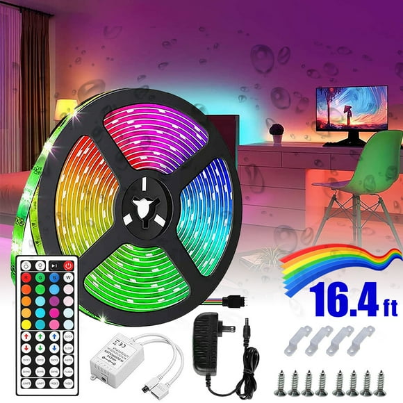 TNYZEO Led Lights for Bedroom, 16.4ft/5M Color Changing Lights Strip with 44 Key IR Remote Control 5050 LEDs Light for Bedroom Room tv Party