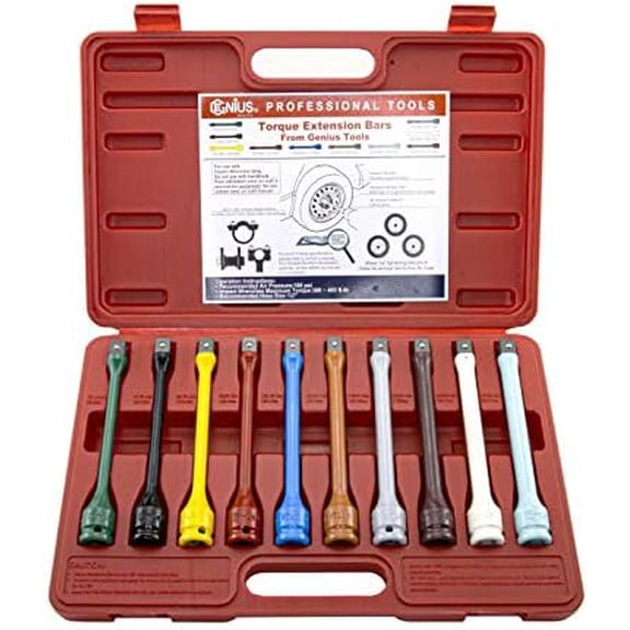 TO-410EXT - 10 Piece 1/2" Drive Torque Extension Bar Set, Color-Coded, 60 ft.lbs.~150 ft. lbs.$$Tools & Hardware Other