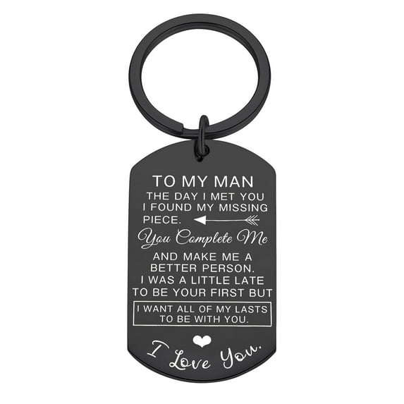 TO MY MAN Stainless Steel Keychain For Husband Boyfriend Groom Fiance Engraved Anniversary Present