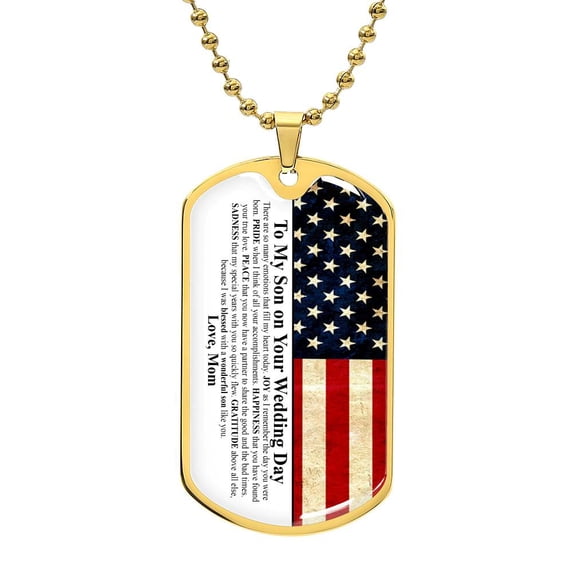 TO MY SON ON YOUR WEDDING DAY - Graphic Military Dog Tag Necklace (Optional Personalized Engraving)