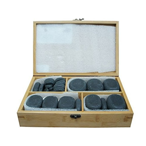 TOA 40pc Unpolished Basalt Large Ovular Massage Spa Hot Stone Therapy Rock Box Set Oval Health