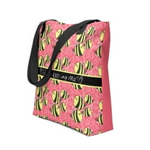 TOA | I love bee-ing me Tote Bag | Multi-color Bee Pattern Design | Black Handles | 15″ × 15″ (38.1 × 38.1 cm)