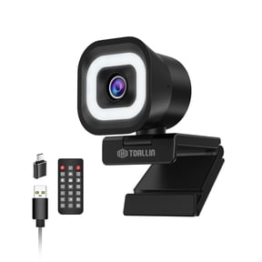 TOALLIN SC106L Autofocus 4K PDAF Webcam,12MP,Built-in Ring Light &Dual Mics,with Remote,5X Digital Zoomwide Compatibility