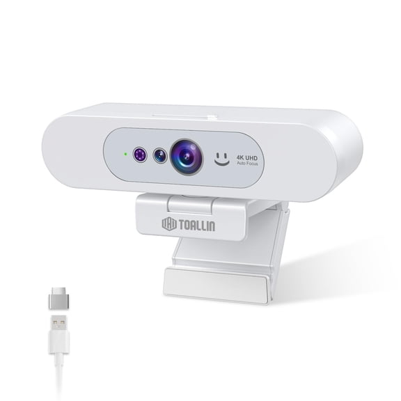 TOALLIN 4K UHD Webcam for PC, Windows Hello Compatible Web Camera, Facial Recognition, Autofocus, Built-in Mic & Privacy Shutter, USB Webcam for Laptop/Desktop, Online Meetings, Streaming, Video Call