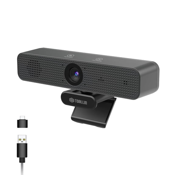 TOALLIN 4K UHD Webcam with AI Tracking & Framing,All-in-One WDR/HDR Video Bar with Built-in Dual Microphones & Speaker,USB Plug-and-Play
