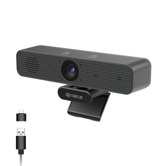 TOALLIN 4K UHD Webcam with AI Tracking & Framing,All-in-One WDR/HDR Video Bar with Built-in Dual Microphones & Speaker,USB Plug-and-Play