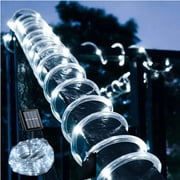TOANEL Solar Rope Lights Outdoor 39FT 100LED Solar String Lights 8 Modes LED Waterproof Tube Fairy Hanging Lights Clearance for Christmas Wedding Party Daylight Yard Walkway Garden Decor (White)