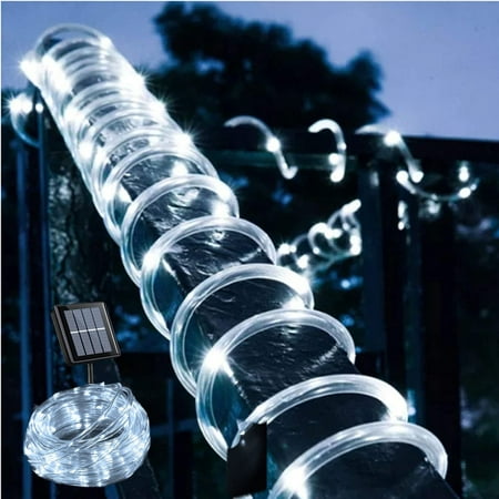 TOANEL Solar Rope Lights Outdoor 39FT 100LED Solar String Lights 8 Modes LED Waterproof Tube Fairy Hanging Lights Clearance for Christmas Wedding Party Daylight Yard Walkway Garden Decor (White)