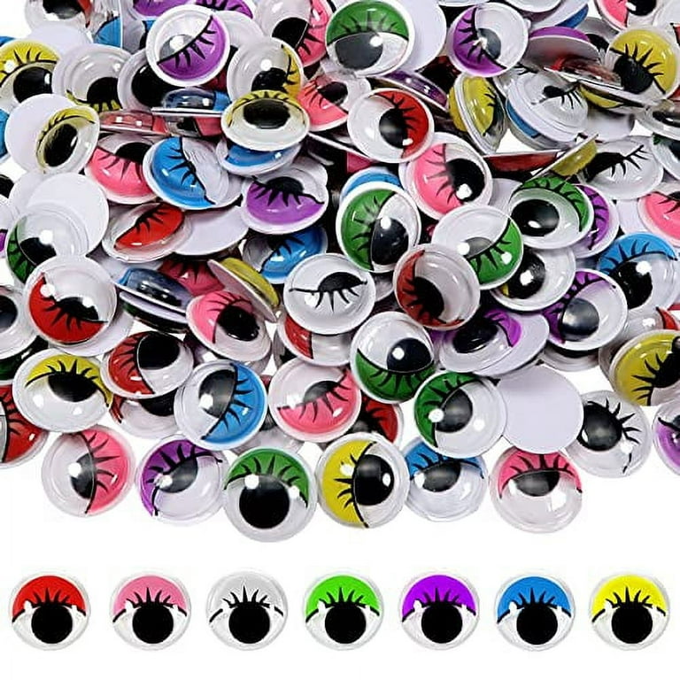 TOAOB 210pcs 15mm Plastic Wiggle Eyes with Eyelashes Googly Eyes