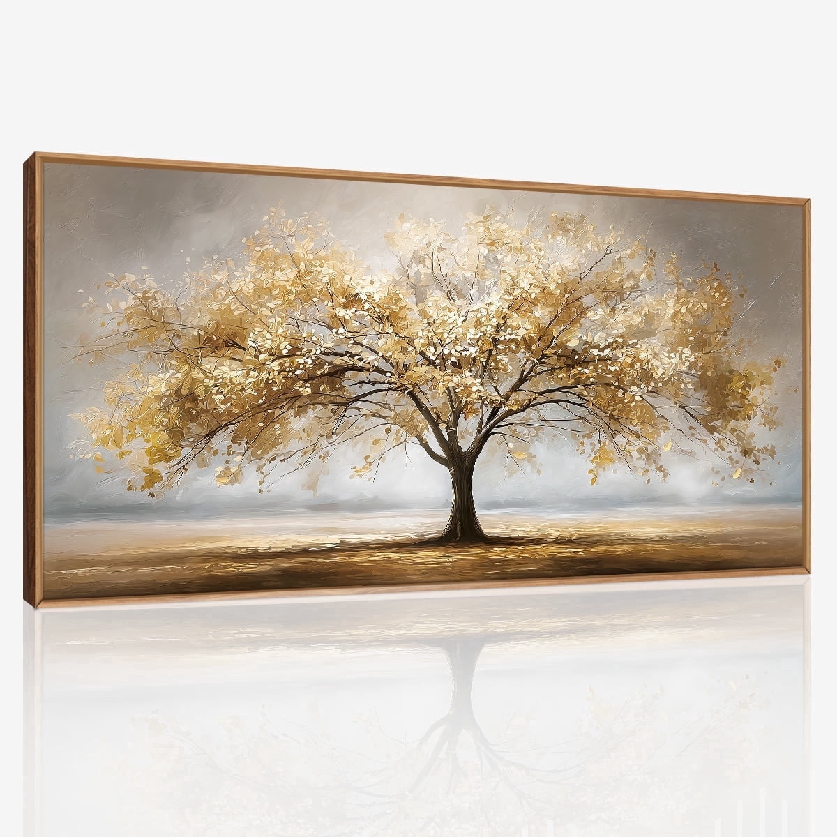 TOARTi Tree of Life Wall Art Gold Leaves Framed Nature Aesthetics Canvas Painting For Living Room Bedroom Office Decor 20x40 Inch