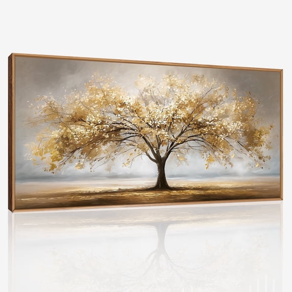 TOARTi Tree of Life Wall Art Gold Leaves Framed Nature Aesthetics Canvas Painting For Living Room Bedroom Office Decor 20x40 Inch