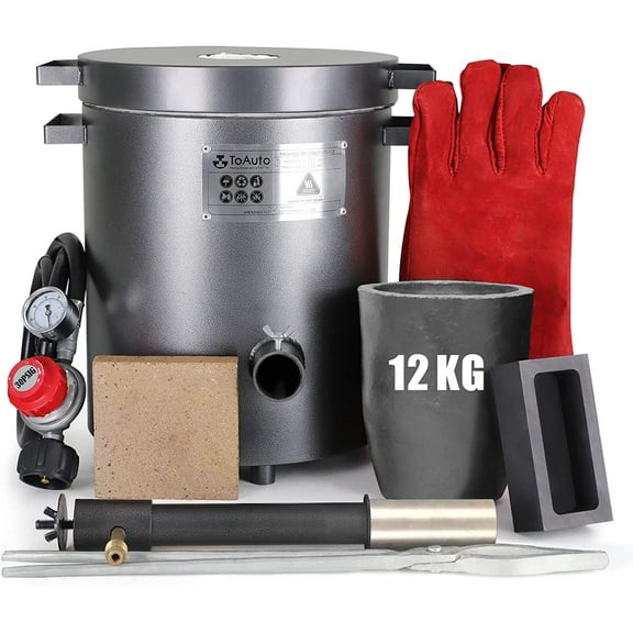 TOAUTO 12KG Propane Melting Furnace Gas Smelter Kit for Smelting Gold Silver Copper Aluminum Metal Recycle