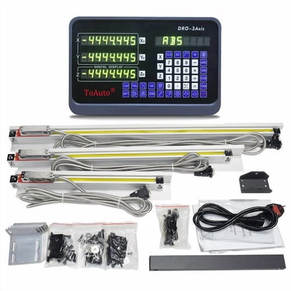TOAUTO 3 Axis DRO Kit Digital Readout 6" & 12" & 24" 3pcs Linear Glass Scale 5um for Lathe Bridgeport Mill