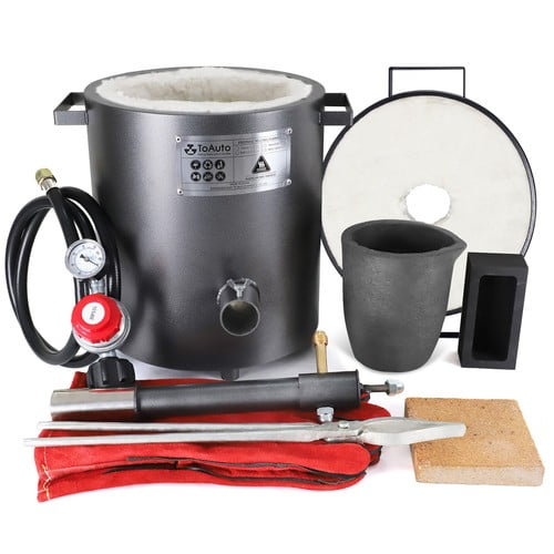 TOAUTO 6KG Propane Melting Furnace Kit with Crucible,Home Stove Kiln Casting Tool for Scrap Metal Recycle Gold Silver Copper Aluminum