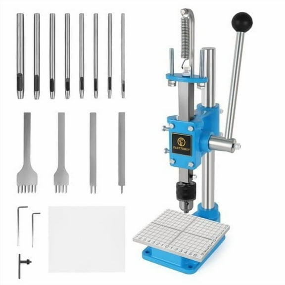 TOAUTO Premium Manual Leather Punch Tool Mute Hand Press Punching Machine with Chuck, PP & Aluminum Plates for DIY Leather Craft