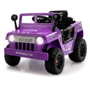 TOBBI 12 V Kids Ride on Truck Car Electric Off-Road Vehicle Toy Car with LED Headlights, Purple