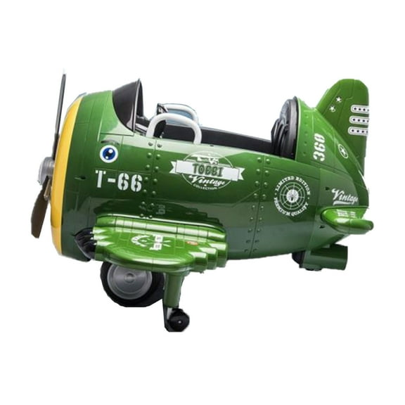 TOBBI 12V Airplane Style Electric Kids Ride On Toy w/ Joystick Control, Green