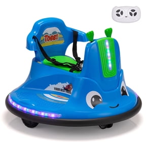 TOBBI 12V Bumper Car Ride on with Remote Control, Music, LED Lights, 360 Spin Age 1.5-9 Child, Blue