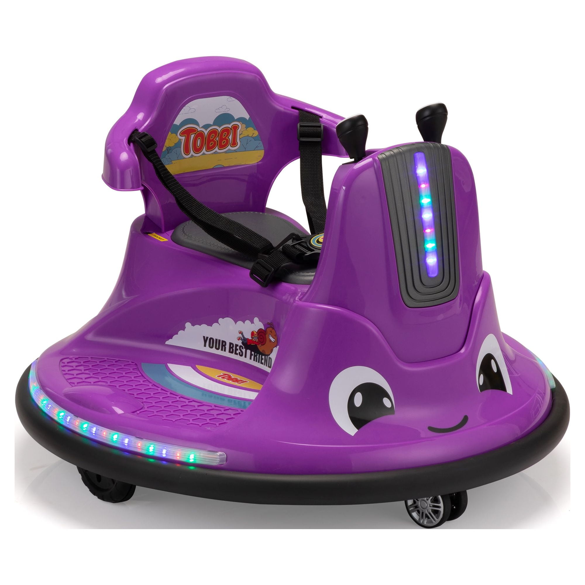 TOBBI 12V Bumper Car Ride on with Remote Control, Music, LED Lights