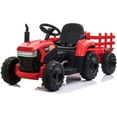 thumbnail image 1 of TOBBI 12V Electric Battery-Powered Ride On Toy Tractor Trailer, Red, 1 of 7