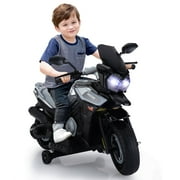 TOBBI 12V Kids Ride on Motorcycle Battery Powered off-Road Motorbike with Music,Silver and Black