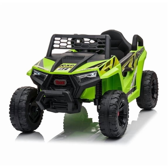 TOBBI 12V off-Road Kids Electric UTV Truck Car Battery Powered Ride on Toys for Boys Girls with LED Headlights, Music, Horn, Green