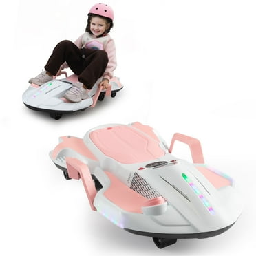 TOBBI 18V Electric Ride On Toy, Go Kart for Kids, Rear Anti-Tilt Wheels, Side Handlebars, Drift Cart with Music, Pink ﻿