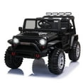 thumbnail image 1 of TOBBI 12V Kids Ride on Car, Jeep Car with Remote Control, LED Lights, Music, Horn, Bluetooth, Spring Suspension, Rocking, Black, 1 of 14