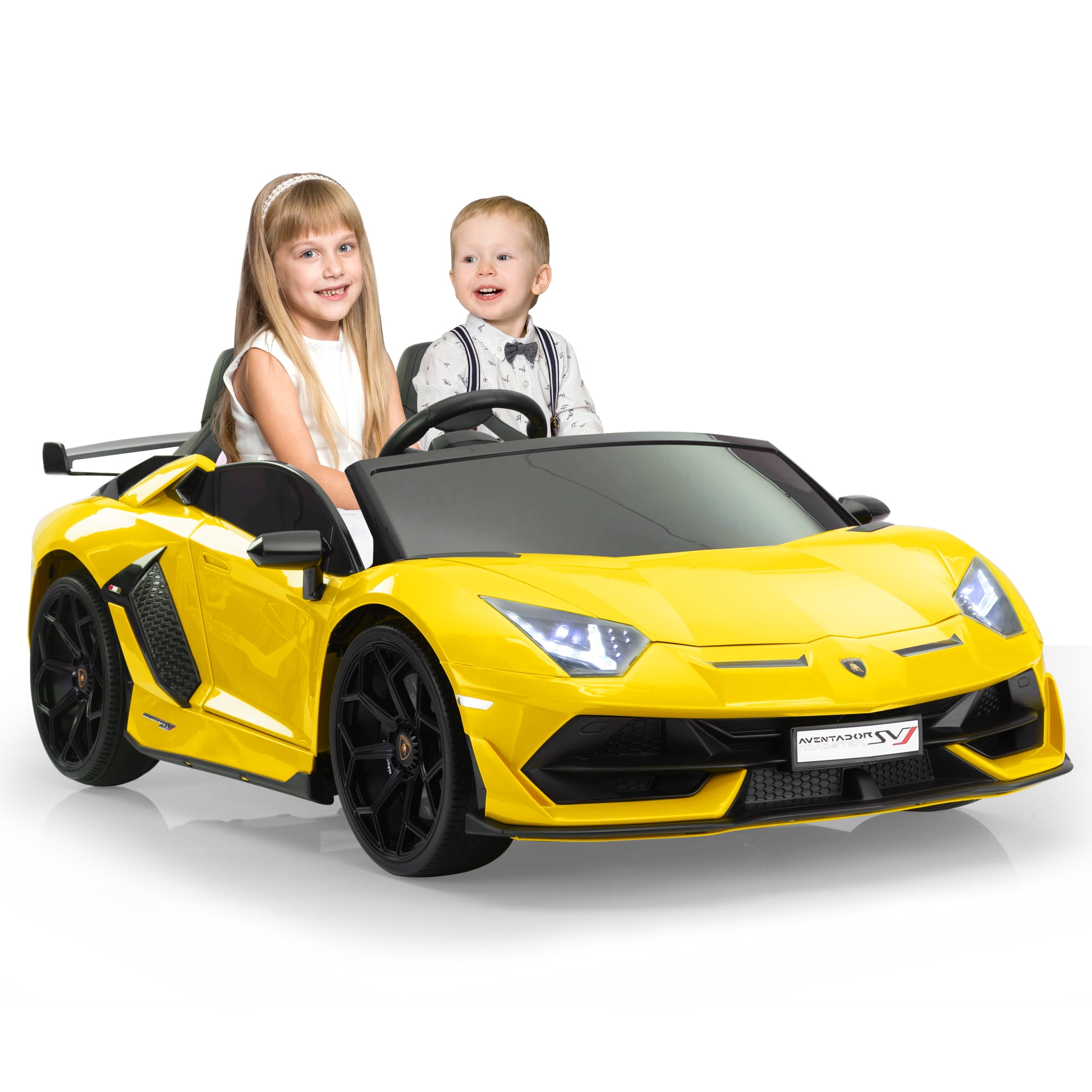 24V Yellow Lamborghini 2-Seater Battery Powered Ride-On Car
