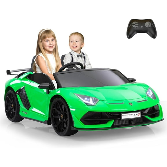TOBBI 24V Kids Ride On Drift Car Lamborghini 2-Seater Battery Powered Electric Car High Speed 13km/h w/Remote Control, Green