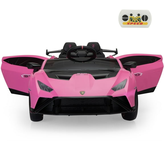 TOBBI 24V Kids Ride on Car,Lamborghini STO Licensed Drift Car W/Remote Control,360° Spin,USB,Max Speed 6 mph, Pink