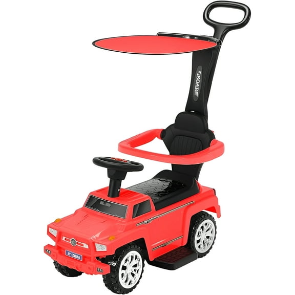 TOBBI 3 in 1 on Push Car Stroller Sliding and Working Car for Toddlers with Canopy, Music, Horn, Cup Holder
