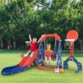 thumbnail image 1 of TOBBI 6 in 1 Toddler Slide Climber and Swing Playset with Basketball Hoop,Freestanding Indoor Outdoor Playground Slide for Kids age 1-8, 1 of 12