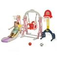 thumbnail image 1 of TOBBI 6 in 1 Toddler Slider Kid Climber and ABS Swing Set W/ Basketball and Football Stand, 1 of 10