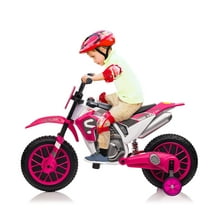 TOBBI Electric Motorcycle for Kids 12V Battery Ride On Motorcycle w/ 2 Speeds, Training Wheels, Gift for Toddlers Boys Girls Ages 3+, Rose Red