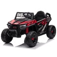 thumbnail image 1 of TOBBI Kids Ride on UTV, 12V Battery Powered Truck with LED Headlights, Horn, Music for Kids Aged 37-60 Months, Red + Black, 1 of 12