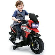 TOBBI Ride on Motorcycle for Kids 12V Battery Powered off-Road Motorbike w/ Music, Headlights, Red and Black